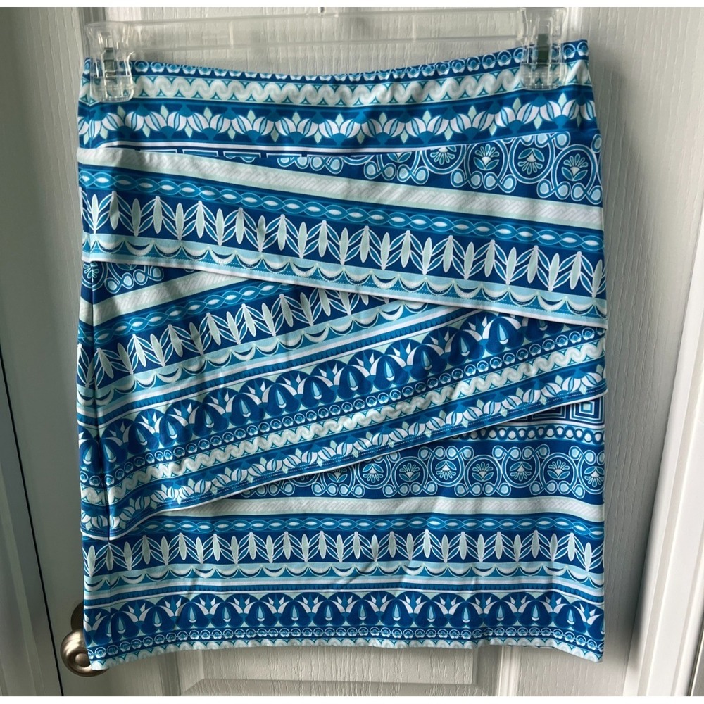 J. McLaughlin Nicola Blue White Striped Layered Skirt Catalina Cloth Size S
